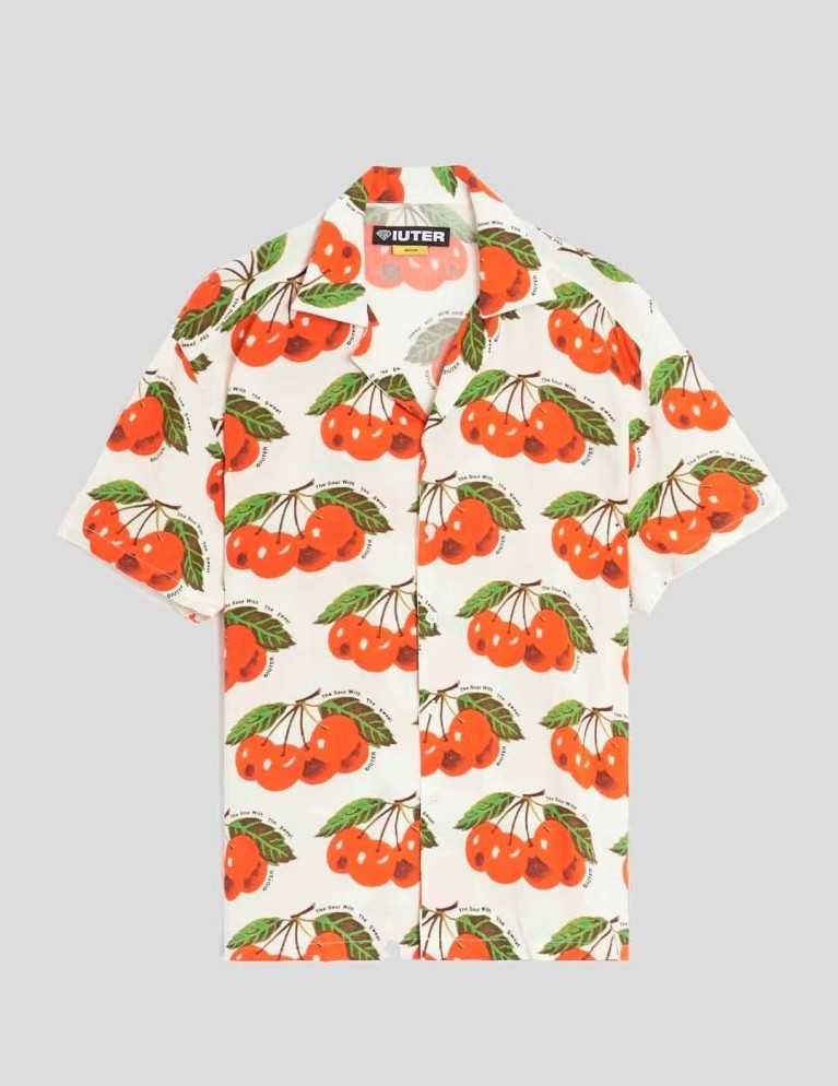 Camisa IUTER cherry allover shirt white